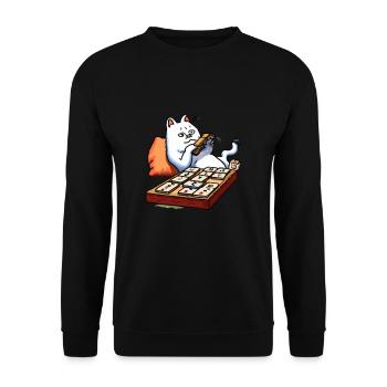 Cats Playing Mahjong - Unisex Sweatshirt - black - Front - Alina (178cm) & Michal (187cm)