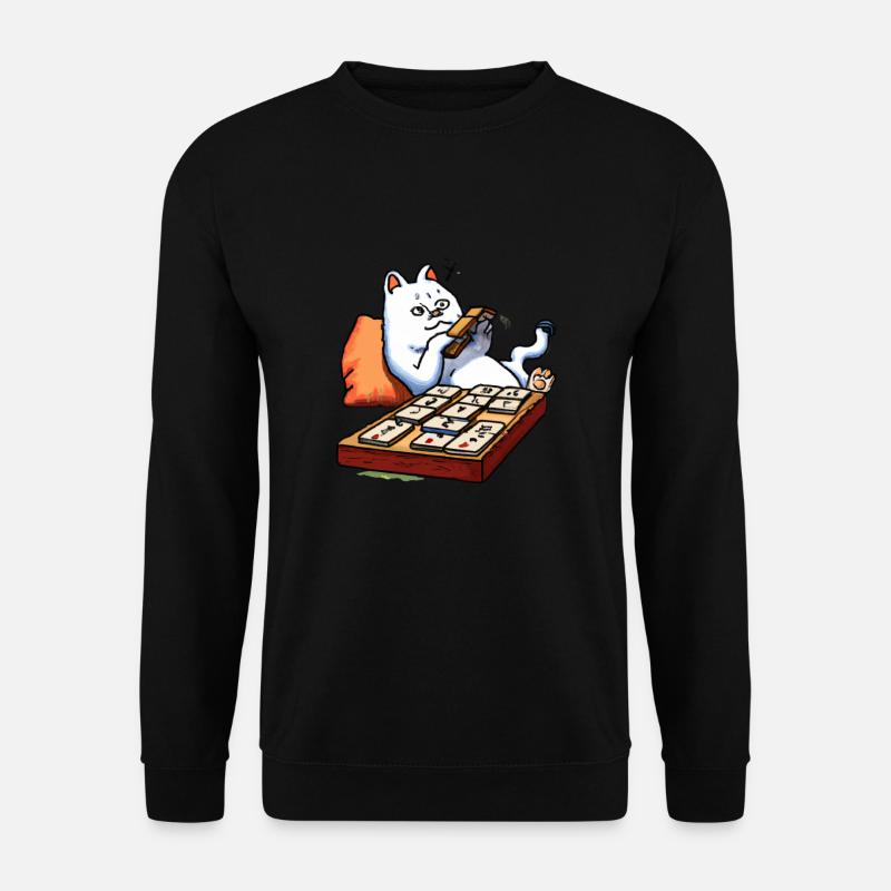 Cats Playing Mahjong - Unisex Pullover - Schwarz