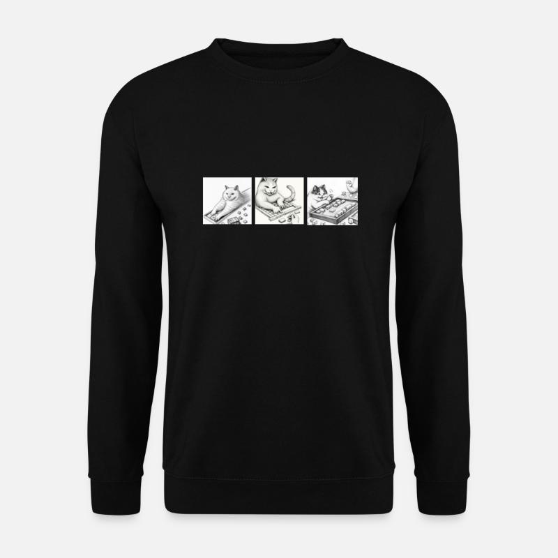 Cats Playing Mahjong - Unisex Sweatshirt - black