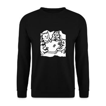 Cats Playing Cards - Unisex Sweatshirt - black - Front - Alina (178cm) & Michal (187cm)