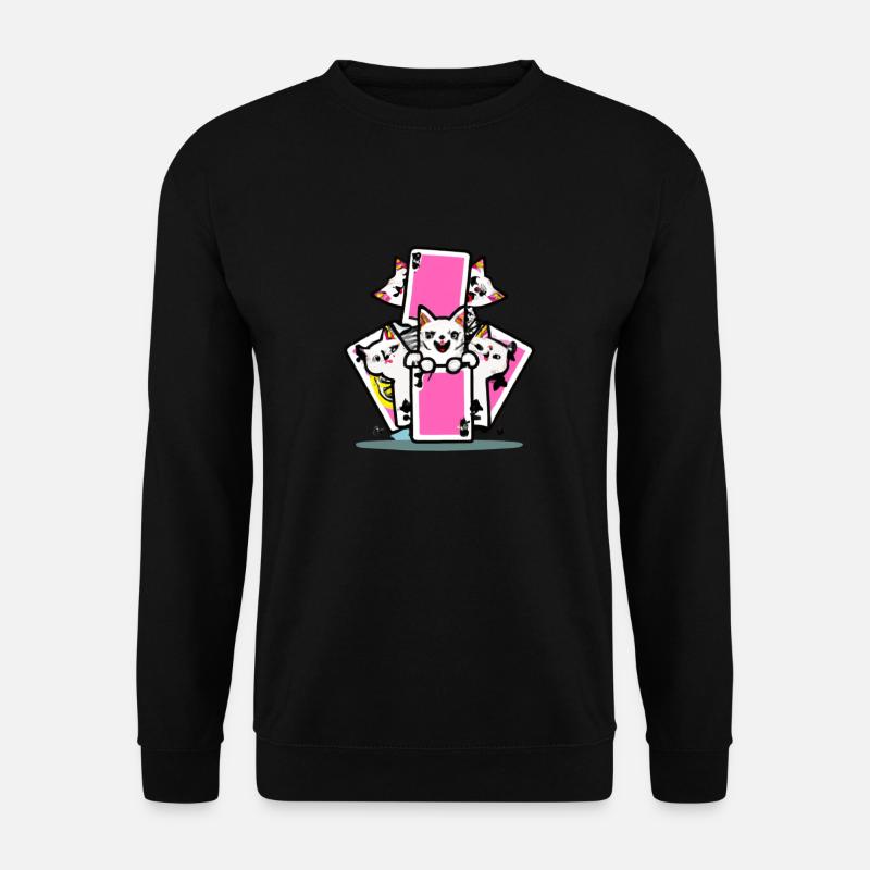 Cats Playing Cards - Unisex Pullover - Schwarz
