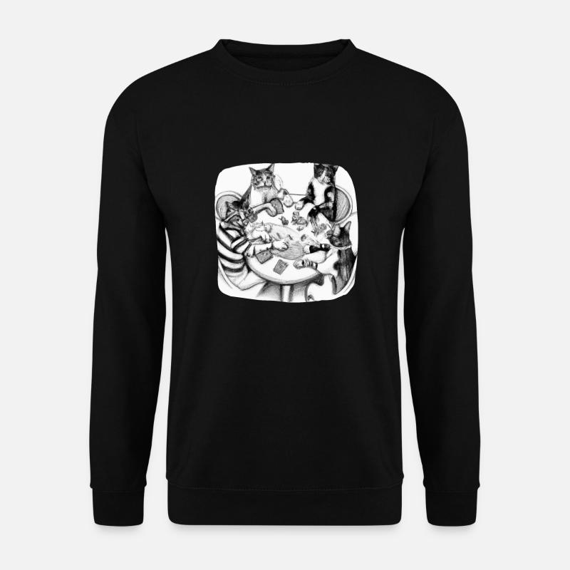 Cats Playing Cards - Unisex Pullover - Schwarz