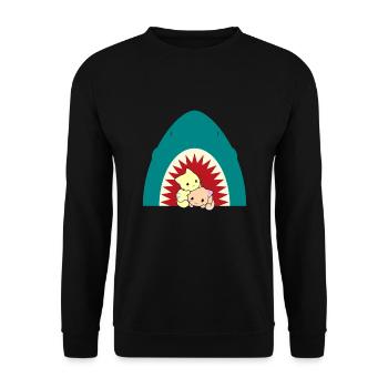 Chat mangeur de requins - Sweat-shirt Unisexe - noir - Devant - Alina (178cm) & Michal (187cm)