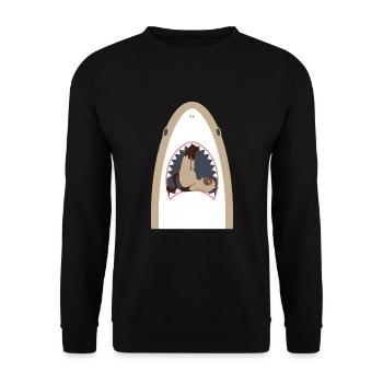 Chat mangeur de requins - Sweat-shirt Unisexe - noir - Devant - Alina (178cm) & Michal (187cm)