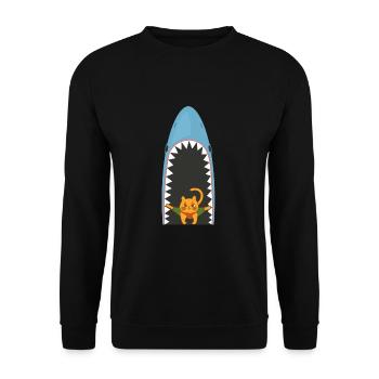 Chat mangeur de requins - Sweat-shirt Unisexe - noir - Devant - Alina (178cm) & Michal (187cm)
