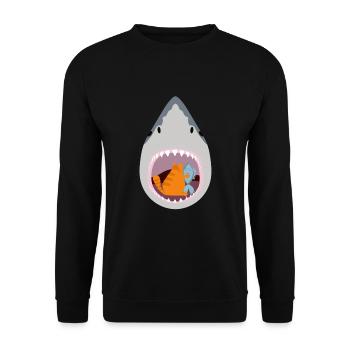 Chat mangeur de requins - Sweat-shirt Unisexe - noir - Devant - Alina (178cm) & Michal (187cm)