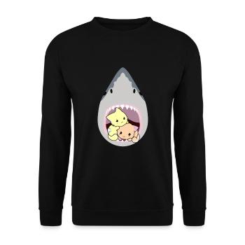 Chat mangeur de requins - Sweat-shirt Unisexe - noir - Devant - Alina (178cm) & Michal (187cm)