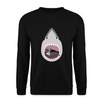 Chat mangeur de requins - Sweat-shirt Unisexe - noir - Devant - Alina (178cm) & Michal (187cm)