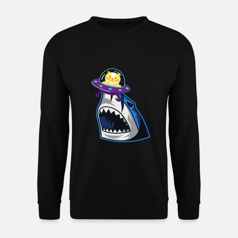 Shark Eating Cat - Unisex Sweatshirt - black