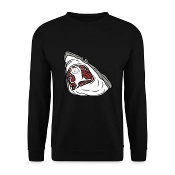 Chat mangeur de requins - Sweat-shirt Unisexe - noir - Devant - Alina (178cm) & Michal (187cm)
