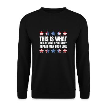 Restorer Furnishing Cushioning Upholstery - Unisex Sweatshirt - black - Front - Alina (178cm) & Michal (187cm)
