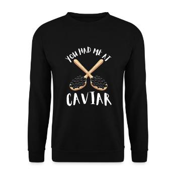 Caviar rouge de saumon à la russe - Sweat-shirt Unisexe - noir - Devant - Alina (178cm) & Michal (187cm)