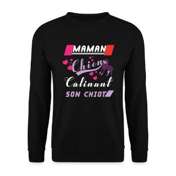 Maman chien câlinant un chiot - Sweat-shirt Unisexe - noir - Devant - Alina (178cm) & Michal (187cm)
