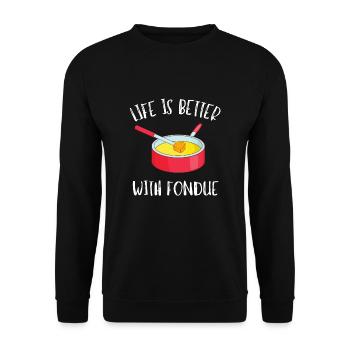 Swiss Cheese Fondue - Unisex Sweatshirt - black - Front - Alina (178cm) & Michal (187cm)