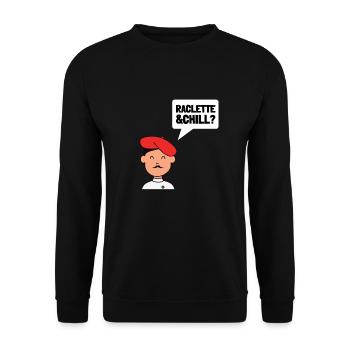Swiss Cheese Fondue Raclette - Unisex Sweatshirt - black - Front - Alina (178cm) & Michal (187cm)