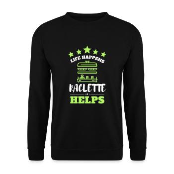 Swiss Cheese Fondue Raclette - Unisex Sweatshirt - black - Front - Alina (178cm) & Michal (187cm)
