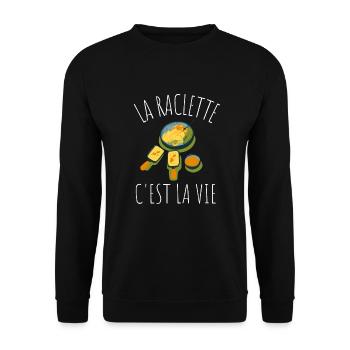 Swiss Cheese Fondue Raclette - Unisex Pullover - Schwarz - Vorne - Alina (178cm) & Michal (187cm)