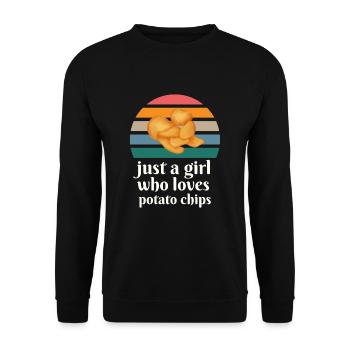 Just A Girl Who Loves Potato Chips - Unisex Sweatshirt - black - Front - Alina (178cm) & Michal (187cm)
