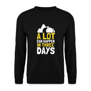 Alot Can Happen In 3 Days, Hallelujah Easter - Unisex Pullover - Schwarz - Vorne - Alina (178cm) & Michal (187cm)