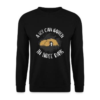 Alot Can Happen In 3 Days, Hallelujah Easter - Unisex Pullover - Schwarz - Vorne - Alina (178cm) & Michal (187cm)