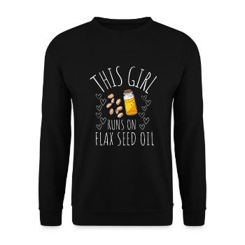 Superfood Flax Oil - Unisex Pullover - Schwarz - Vorne - Alina (178cm) & Michal (187cm)