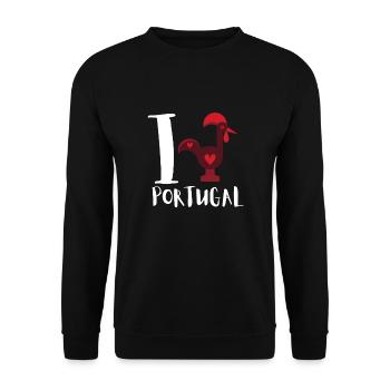 Galo De Barcelos Portuguese Rooster - Unisex Pullover - Schwarz - Vorne - Alina (178cm) & Michal (187cm)