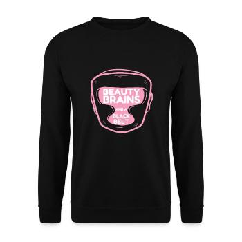 Beauty Brains And A Black Belt - Unisex Sweatshirt - black - Front - Alina (178cm) & Michal (187cm)