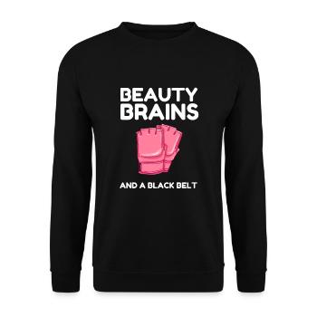 Des cerveaux de beauté et une ceinture noire - Sweat-shirt Unisexe - noir - Devant - Alina (178cm) & Michal (187cm)