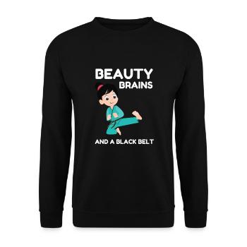 Des cerveaux de beauté et une ceinture noire - Sweat-shirt Unisexe - noir - Devant - Alina (178cm) & Michal (187cm)