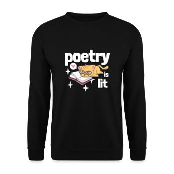 Poetry Is Lit - Unisex Pullover - Schwarz - Vorne - Alina (178cm) & Michal (187cm)
