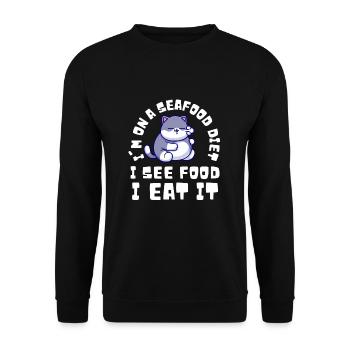 Fat Cat Obesity - Unisex Sweatshirt - black - Front - Alina (178cm) & Michal (187cm)