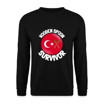 I Survived The Wooden Spoon - Parenting - Unisex Sweatshirt - black - Front - Alina (178cm) & Michal (187cm)