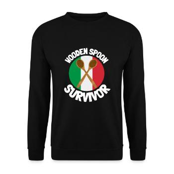 I Survived The Wooden Spoon - Parenting - Unisex Sweatshirt - black - Front - Alina (178cm) & Michal (187cm)