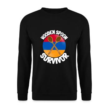 I Survived The Wooden Spoon - Parenting - Unisex Sweatshirt - black - Front - Alina (178cm) & Michal (187cm)