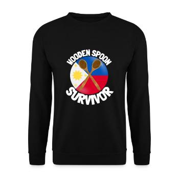 I Survived The Wooden Spoon - Parenting - Unisex Sweatshirt - black - Front - Alina (178cm) & Michal (187cm)