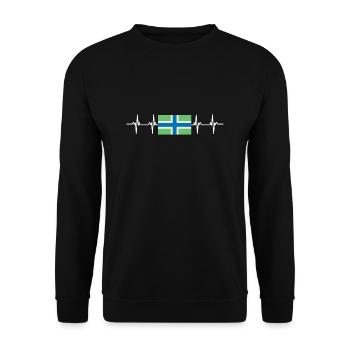 United Kingdom Gloucestershire Flag - Unisex Pullover - Schwarz - Vorne - Alina (178cm) & Michal (187cm)