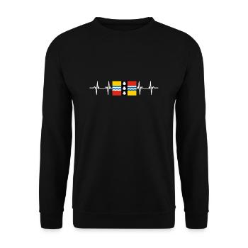 United Kingdom Bedfordshire Flag - Unisex Pullover - Schwarz - Vorne - Alina (178cm) & Michal (187cm)