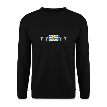 United Kingdom Hertfordshire Flag - Unisex Pullover - Schwarz - Vorne - Alina (178cm) & Michal (187cm)
