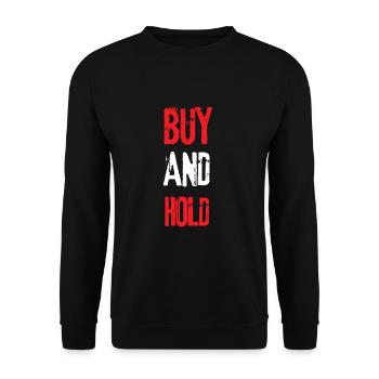 Investment Strategy Buy And Hold - Unisex Pullover - Schwarz - Vorne - Alina (178cm) & Michal (187cm)