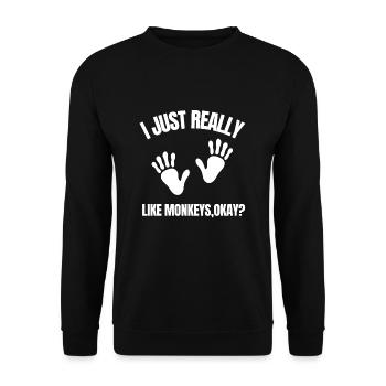 J’aime vraiment les singes ok? - Sweat-shirt Unisexe - noir - Devant - Alina (178cm) & Michal (187cm)