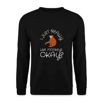 J’aime vraiment les singes ok? - Sweat-shirt Unisexe - noir - Devant - Alina (178cm) & Michal (187cm)