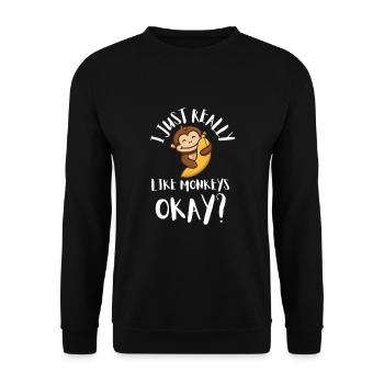 J’aime vraiment les singes ok? - Sweat-shirt Unisexe - noir - Devant - Alina (178cm) & Michal (187cm)