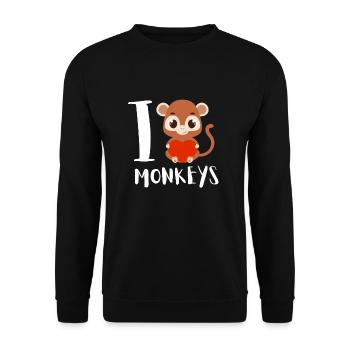 J’aime vraiment les singes ok? - Sweat-shirt Unisexe - noir - Devant - Alina (178cm) & Michal (187cm)