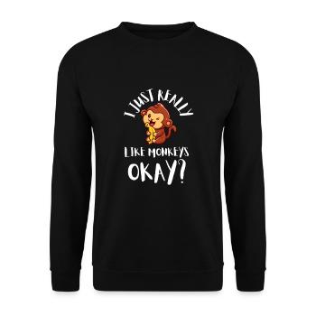 J’aime vraiment les singes ok? - Sweat-shirt Unisexe - noir - Devant - Alina (178cm) & Michal (187cm)