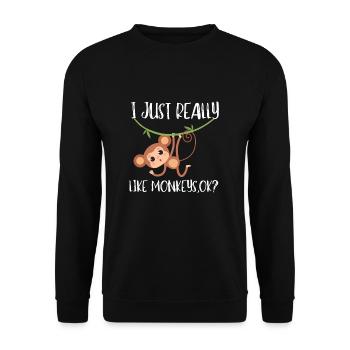 J’aime vraiment les singes ok? - Sweat-shirt Unisexe - noir - Devant - Alina (178cm) & Michal (187cm)