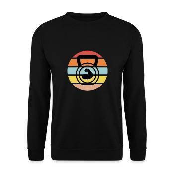 Kettlebell Workout Retro Fitness Gym - Unisex Pullover - Schwarz - Vorne - Alina (178cm) & Michal (187cm)