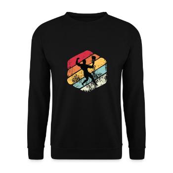 Kettlebell Workout Retro Fitness Gym - Unisex Pullover - Schwarz - Vorne - Alina (178cm) & Michal (187cm)