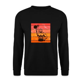 Kettlebell Workout Retro Fitness Gym - Unisex Pullover - Schwarz - Vorne - Alina (178cm) & Michal (187cm)