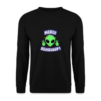 Oui Oui Merci - Unisex Sweatshirt - black - Front - Alina (178cm) & Michal (187cm)