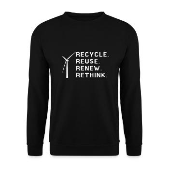 Recycle Reuse Renew Rethink Wind Turbine - Wind - Unisex Sweatshirt - black - Front - Alina (178cm) & Michal (187cm)
